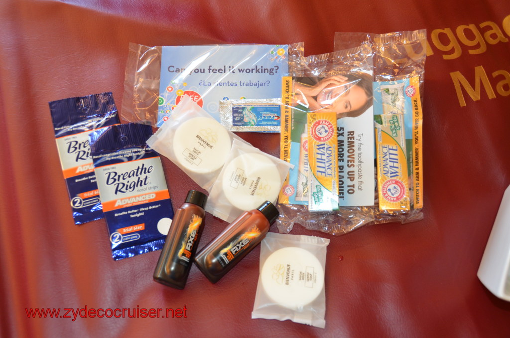 002: Carnival Magic, BC5, John Heald's Bloggers Cruise 5, Embarkation Day, Contents of amenities basket