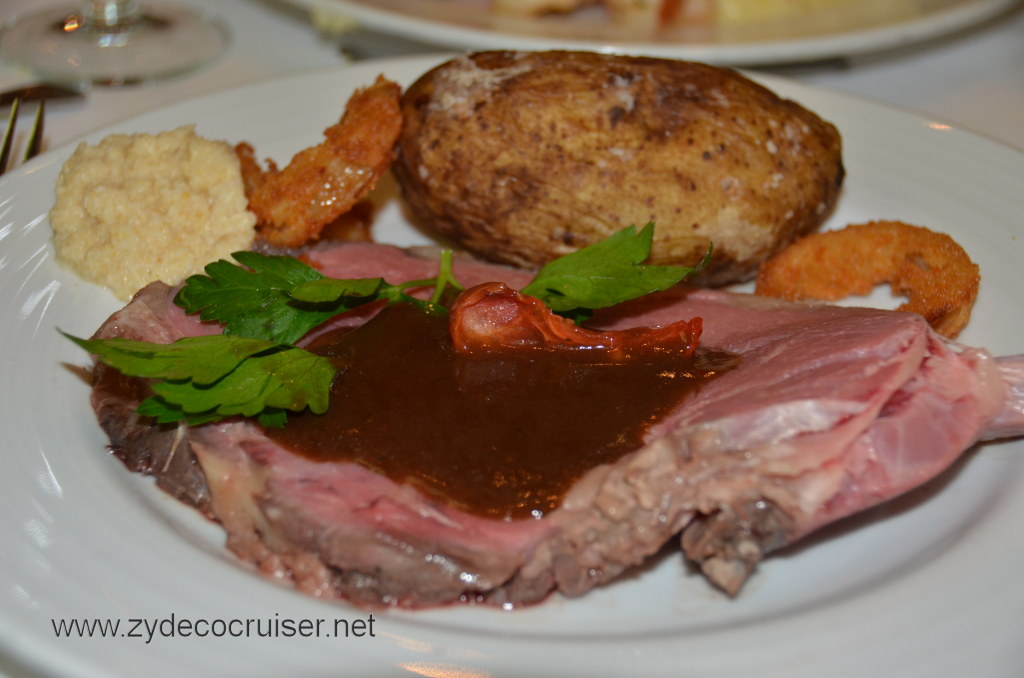 159: Carnival Magic, BC5, John Heald's Bloggers Cruise 5, Sea Day 1, MDR Dinner, Tender Roasted Prime Rib of American Beef aj us and with horseradish