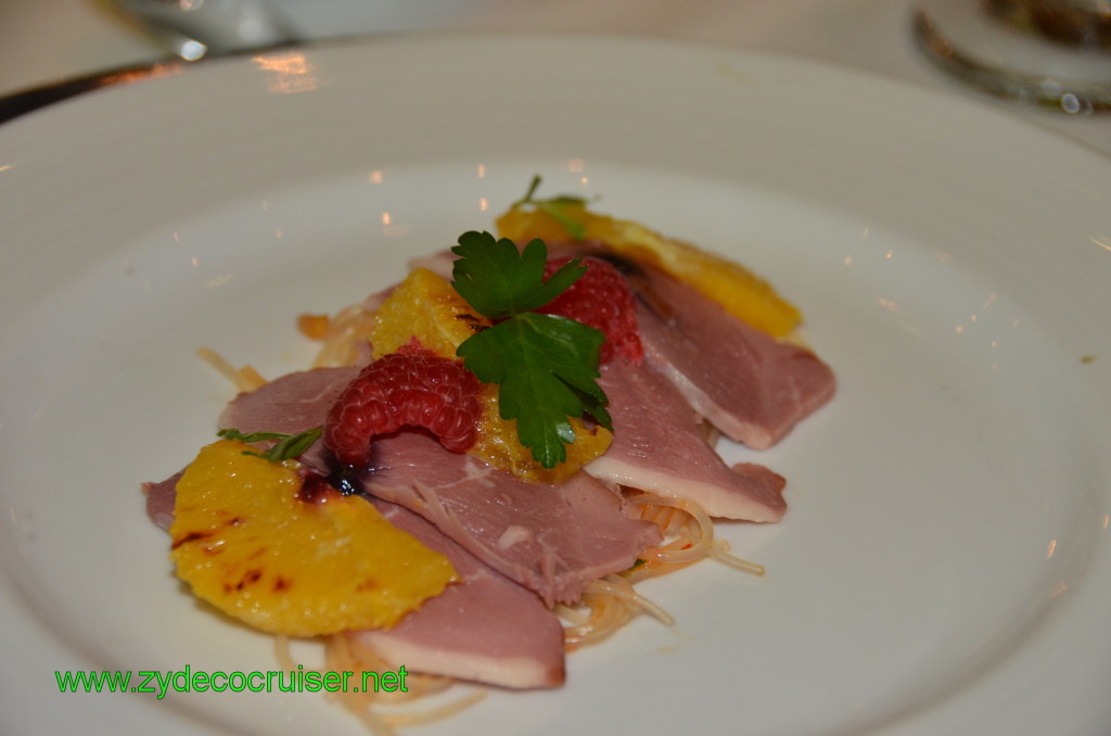 274: Carnival Magic, BC5, John Heald's Bloggers Cruise 5, Montego Bay, Jamaica, MDR Dinner, Smoked Duck and Caramelized Oranges (a platonic dish)
