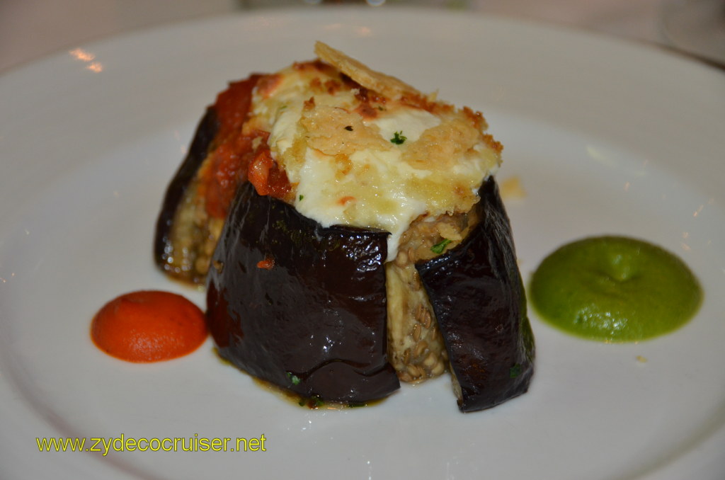 253: Carnival Magic, BC5, John Heald's Bloggers Cruise 5, Grand Cayman, MDR Dinner, Baked Eggplant with Mozzarella Cheese