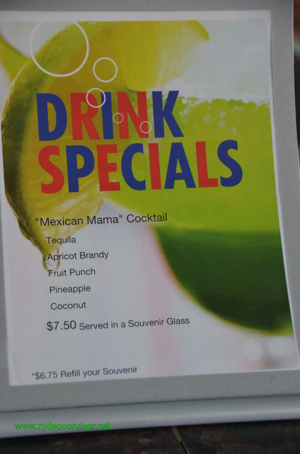 033: Carnival Conquest, Nov 18. 2011, Cozumel, Drink Special, Mexican Mama