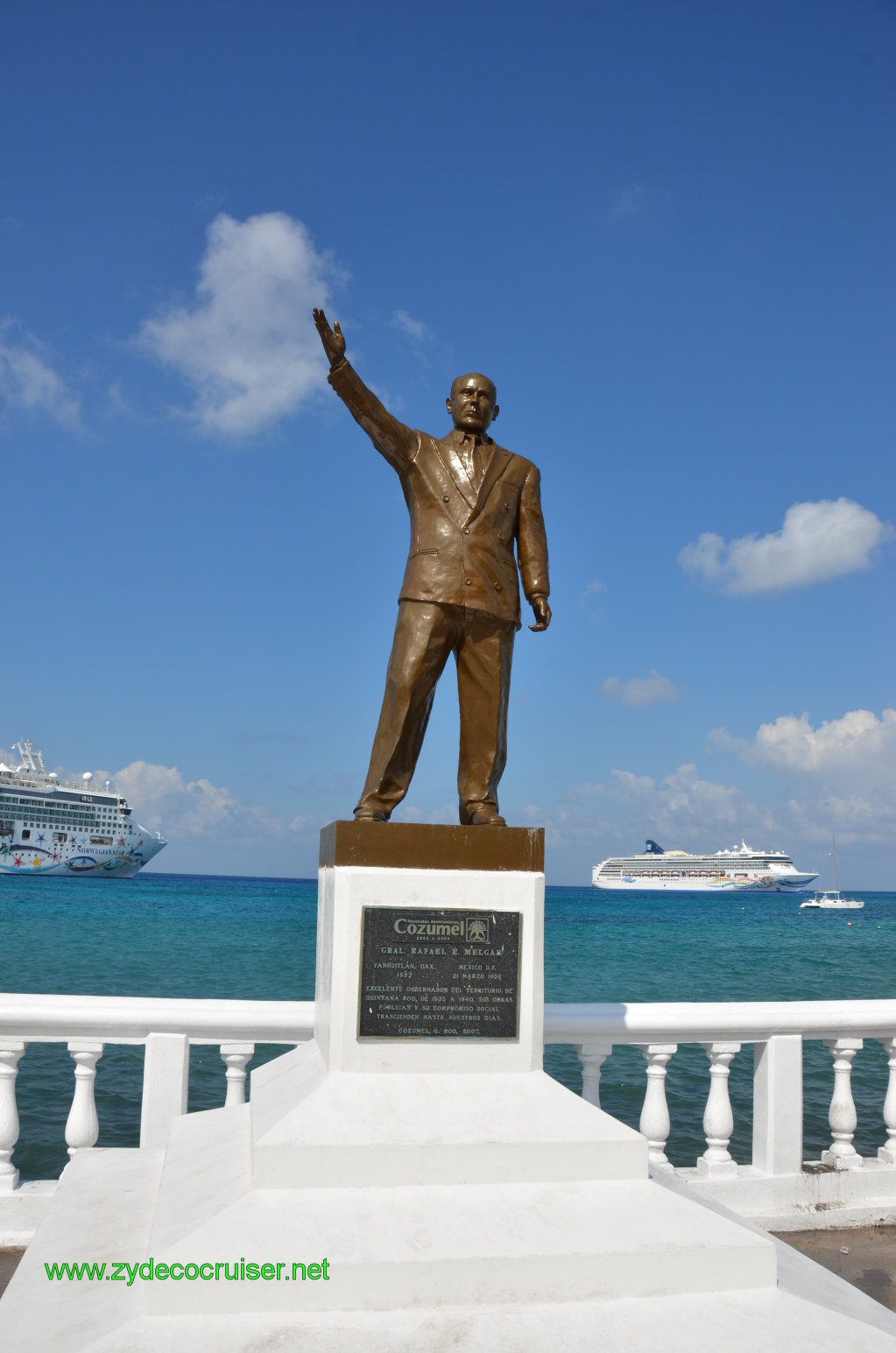 062: Carnival Conquest, Nov 18. 2011, Cozumel, Rafael E. Melgar statue