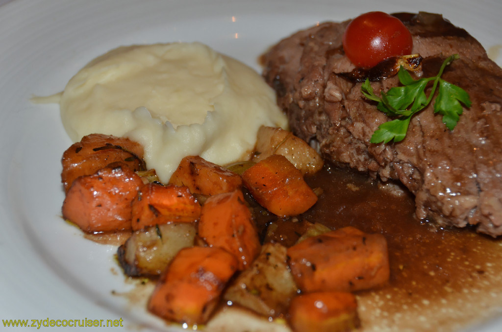 Carnival Conquest, New Orleans, Embarkation, MDR Dinner, Tender Braised Beef Brisket in Gravy, 