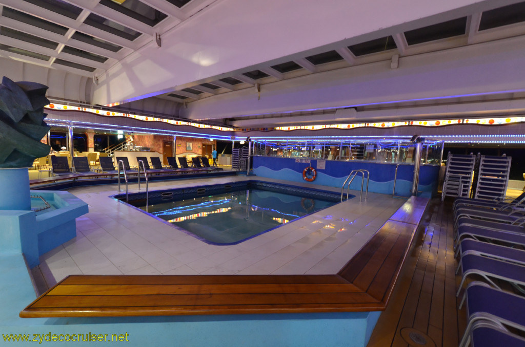 179: Carnival Conquest, New Orleans, Embarkation, Lido at night, Sky Pool, Retractable Roof Closed, 