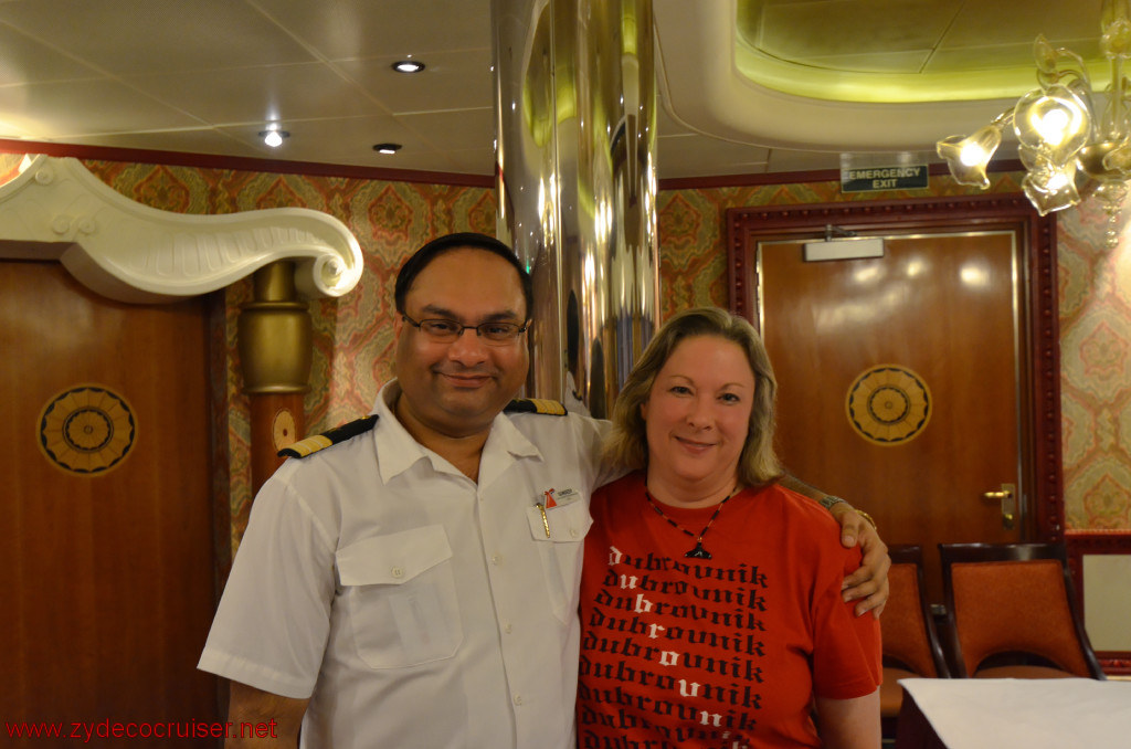 067: Carnival Conquest, Fun Day at Sea 2, Tea Time with Captain Francesco La Fauci, Acting Hotel Director Sundeep Bhat, perhaps a promotion is due?