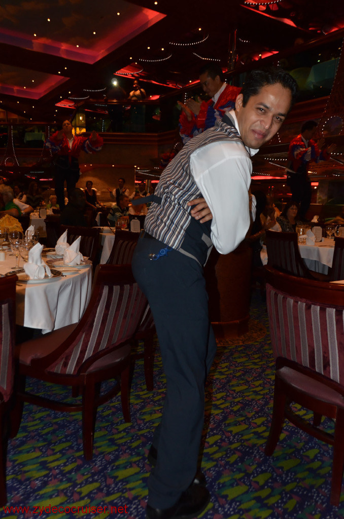 098: Carnival Conquest, Fun Day at Sea 2, MDR Dinner, Staff entertaining us