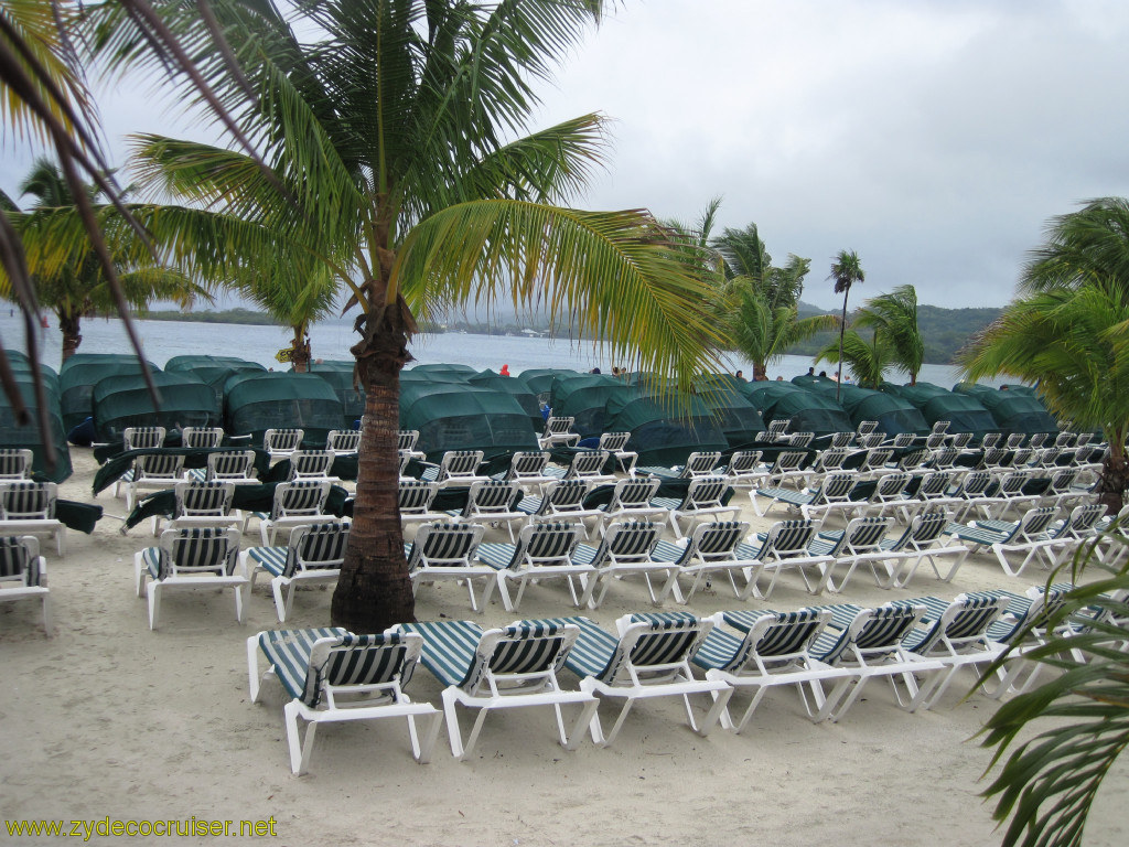 145: Carnival Conquest, Roatan, Mahogany Beach, Lounge chairs, clam shells