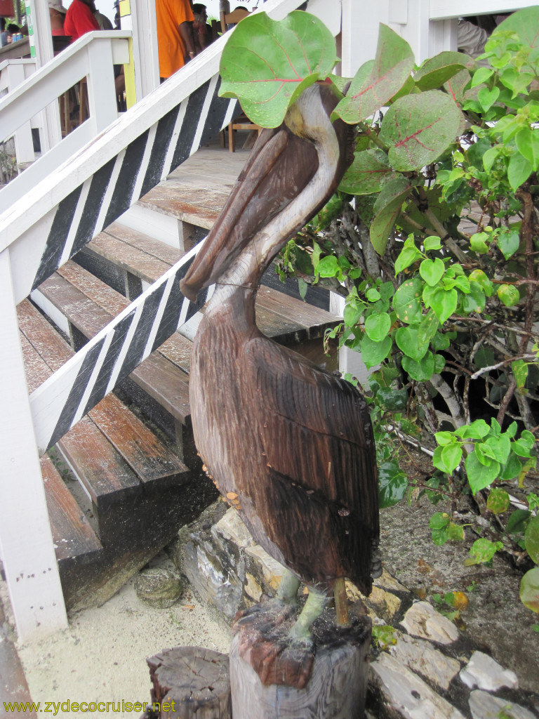 146: Carnival Conquest, Roatan, Mahogany Beach, Wooden pelican, 