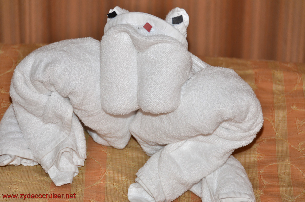 190: Carnival Conquest, Roatan, Towel animal, Frog. I'll be eating his legs later.