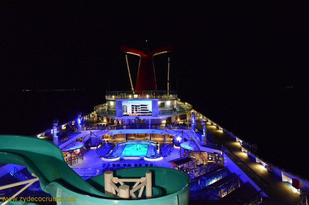 494: Carnival Conquest, Cozumel, Waterslide and Lido at Night, 