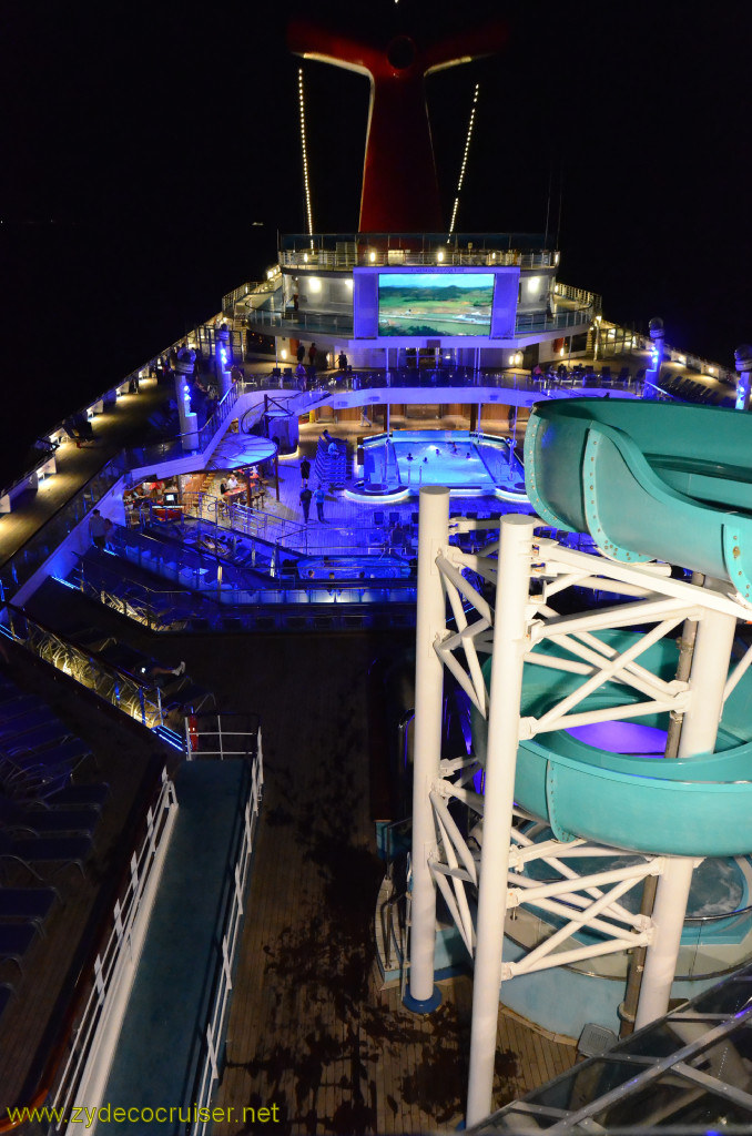 495: Carnival Conquest, Cozumel, Waterslide and Lido at Night, 