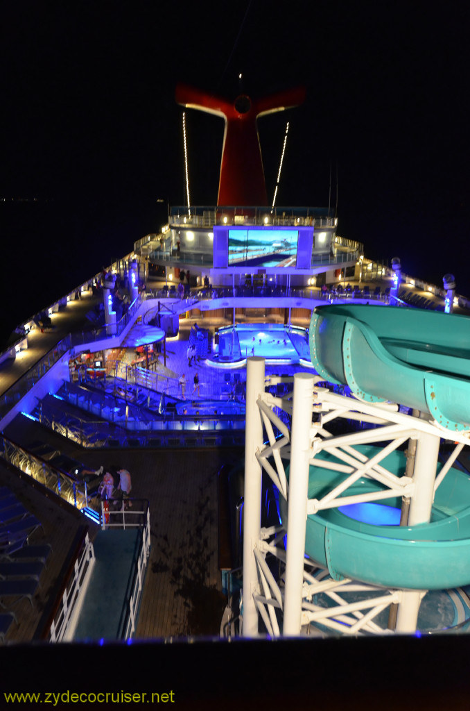 496: Carnival Conquest, Cozumel, Waterslide and Lido at Night, 