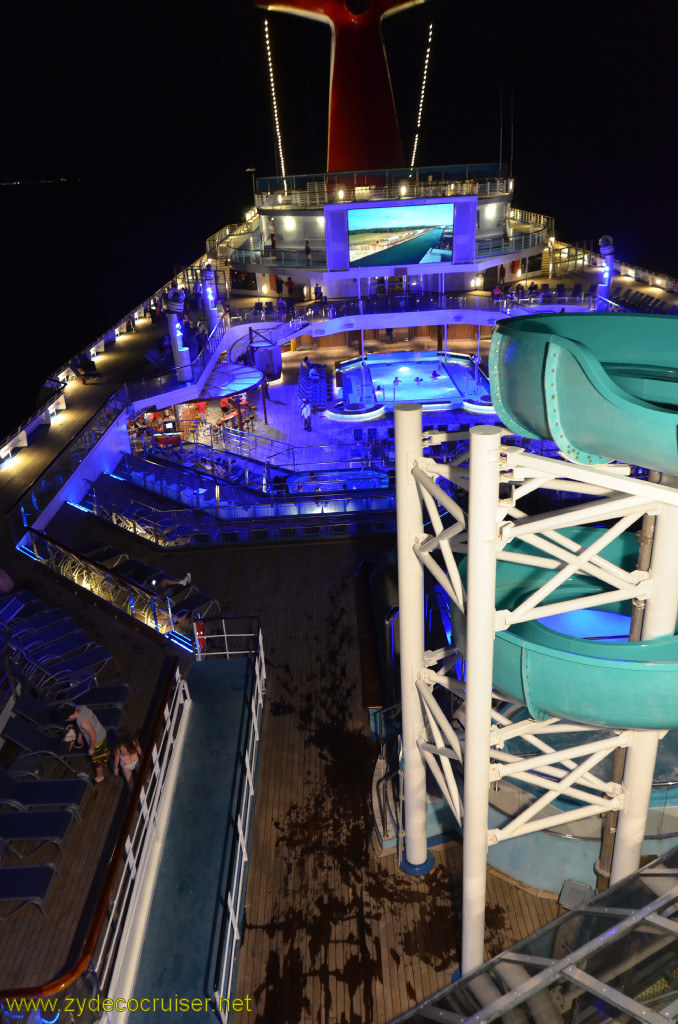 497: Carnival Conquest, Cozumel, Waterslide and Lido at Night, 
