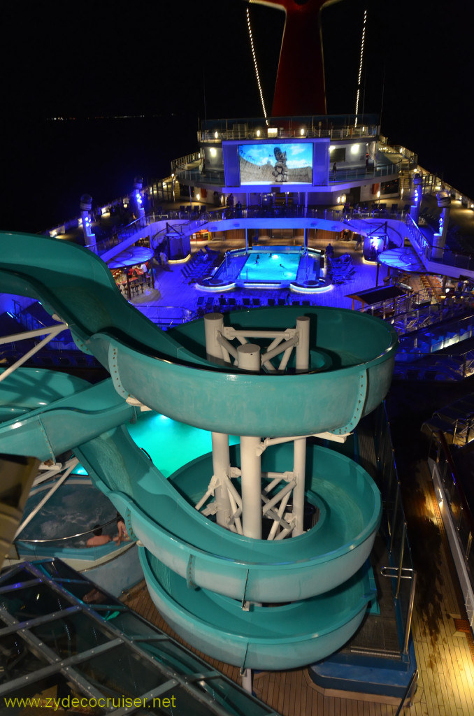 499: Carnival Conquest, Cozumel, Waterslide and Lido at Night, 