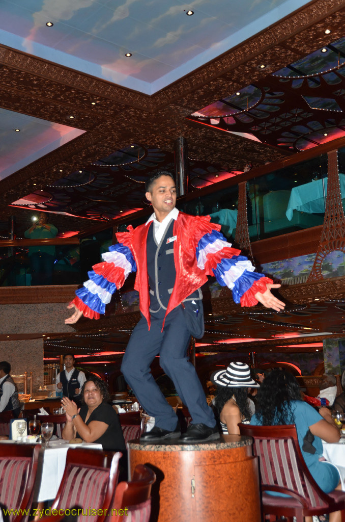 521: Carnival Conquest, Cozumel, MDR Dinner, Staff entertaining us, 