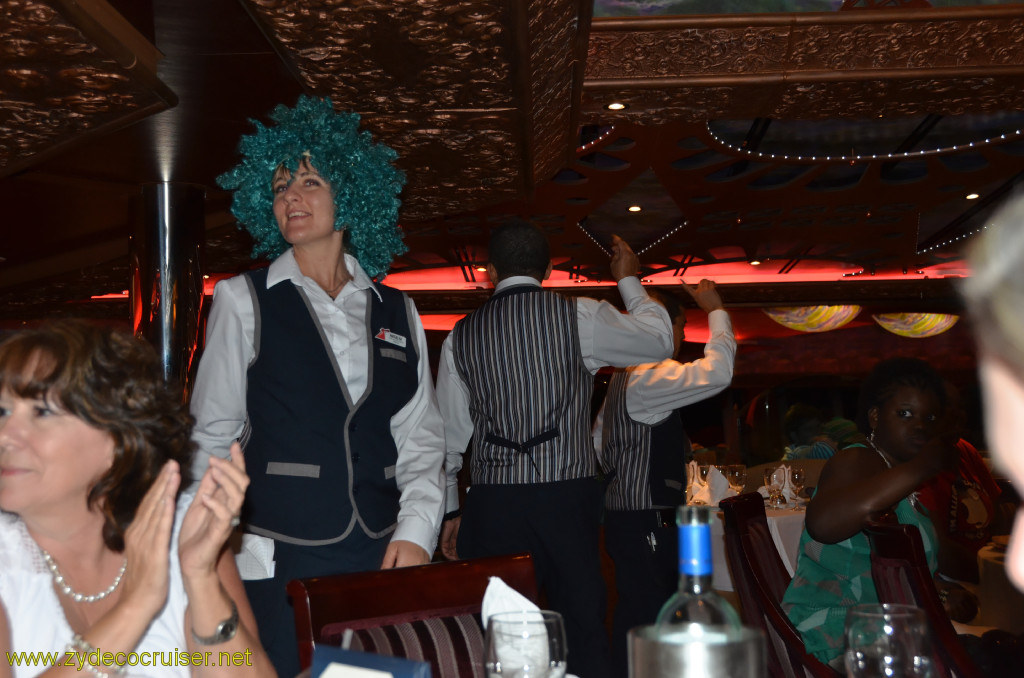 523: Carnival Conquest, Cozumel, MDR Dinner, Staff entertaining us, 