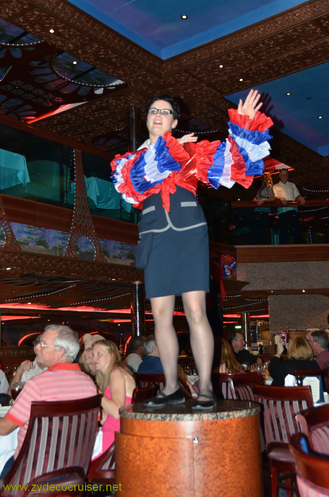 524: Carnival Conquest, Cozumel, MDR Dinner, Staff entertaining us, 