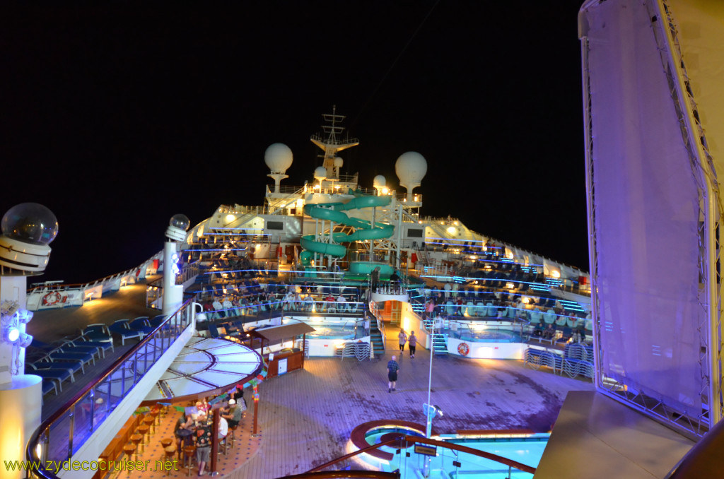 530: Carnival Conquest, Cozumel, Lido and Parorama Deck at night, 