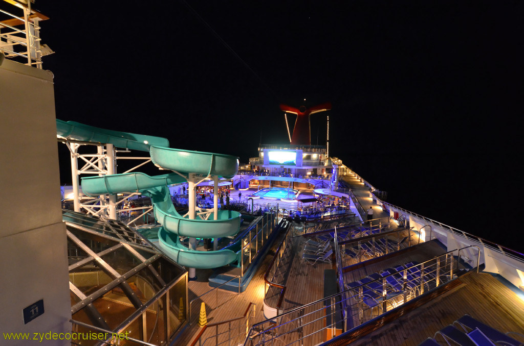 542: Carnival Conquest, Cozumel, Waterslide and Lido at Night, 