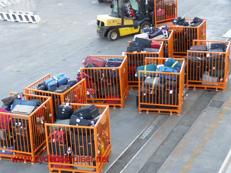 013: Carnival Dream Cove Balcony: Some of the luggage waiting to be loaded. I see Elizabeth's suitcase (I really do).