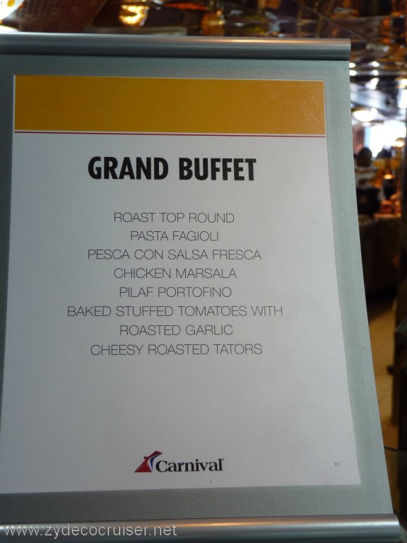 3224: Carnival Dream, Mediterranean Cruise, Civitavecchia, Grand Buffet Menu