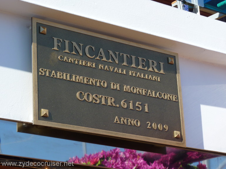 3243: Carnival Dream, Mediterranean Cruise, Civitavecchia, Ship Builder's Plate