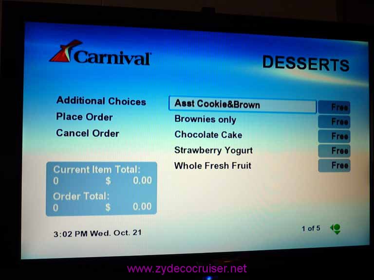 5054: Carnival Dream, Mediterranean Cruise, Room Service Desserts