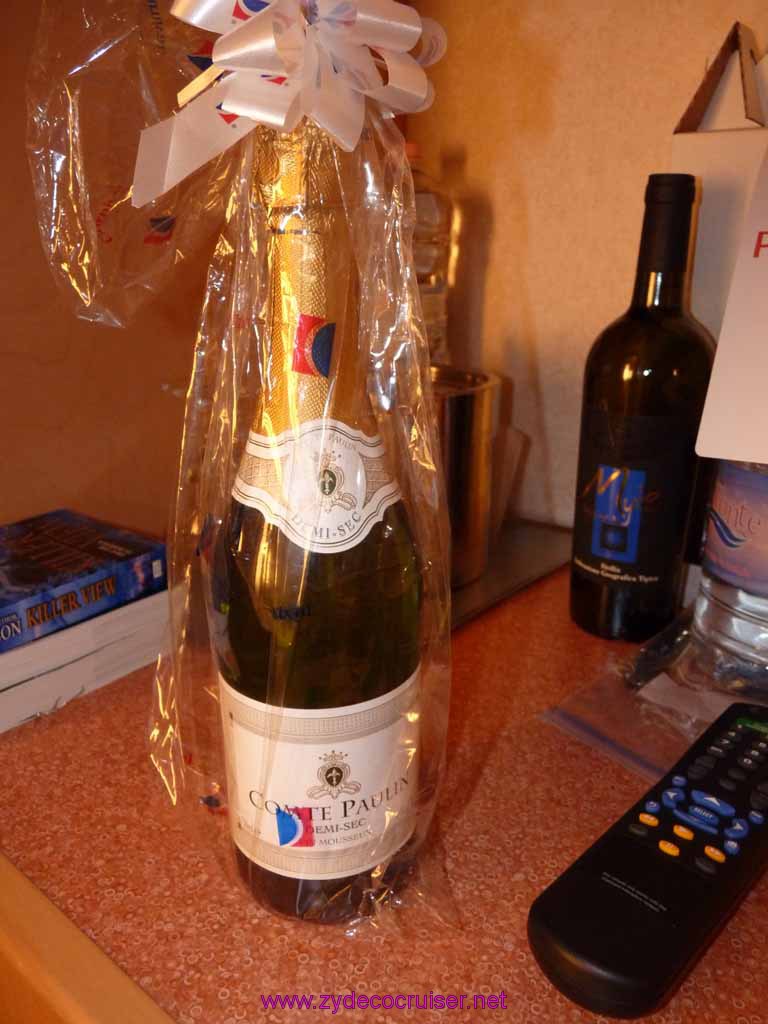 0119: Carnival Dream, Transatlantic Cruise - Sea Day 1 - some cheap champagne we salvaged