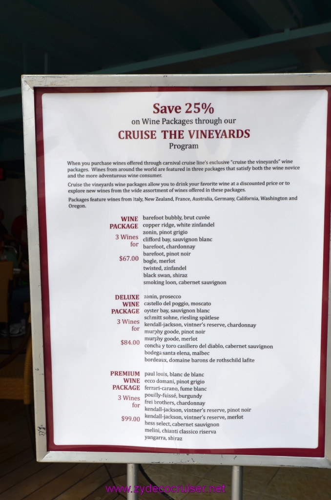 075: Carnival Elation, New Orleans, Embarkation, Wine Package, Cruise the Vineyards, 