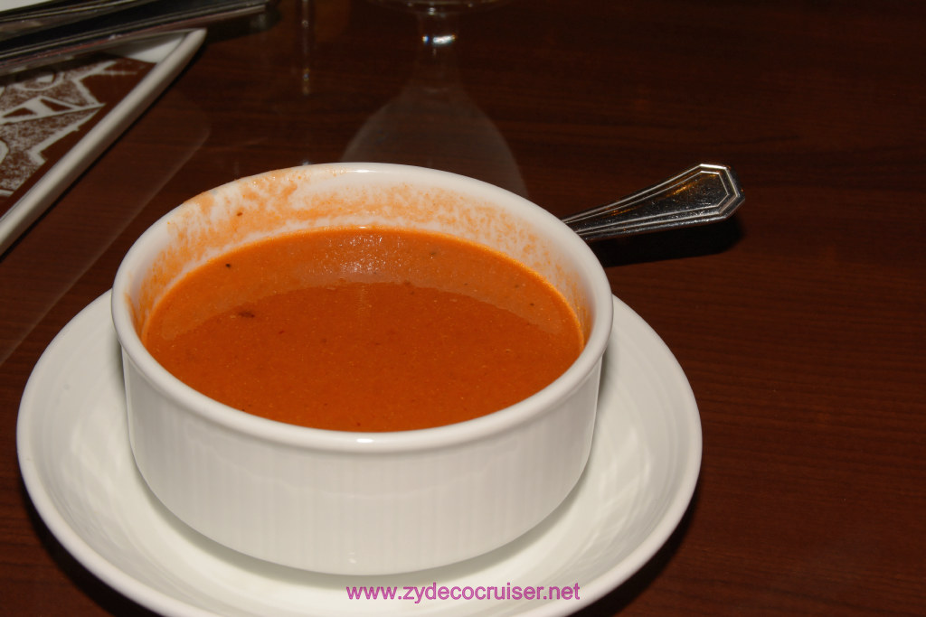 Carnival Freedom, American Table, Dinner 1, Creme of Ripened Tomatoes,