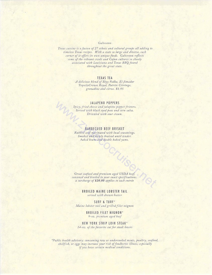Carnival Freedom MDR Menus, American Table, Day 1, Page 3