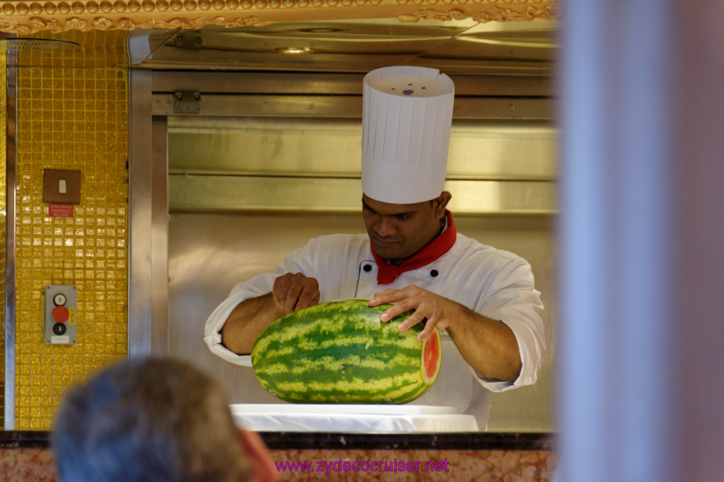 028:Carnival Freedom Reposition Cruise, Sea Day 3, Sun King Steakhouse Cooking Demonstration