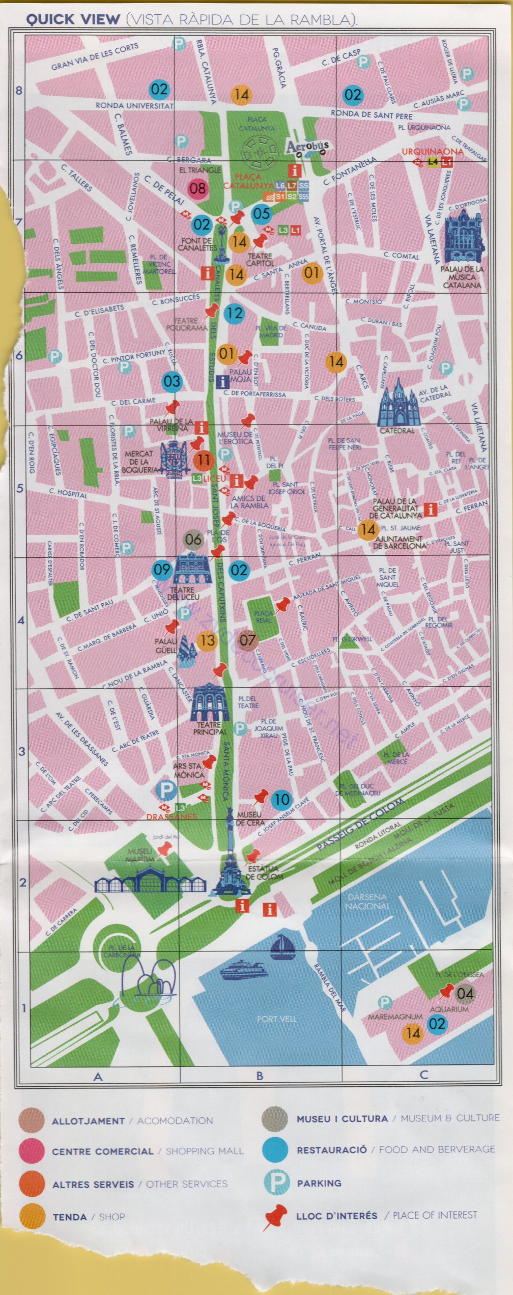 Barcelona, Spain, La Rambla Map 1