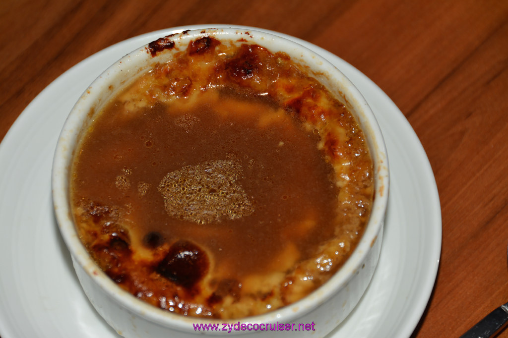 156: Carnival Imagination, Long Beach, Embarkation, MDR Dinner, Baked Onion Soup, 