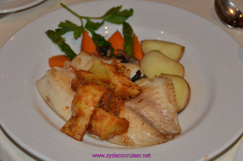 198: Carnival Legend British Isles Cruise, Dover, Embarkation, MDR Dinner, Pan Seared Fillet of Tilapia