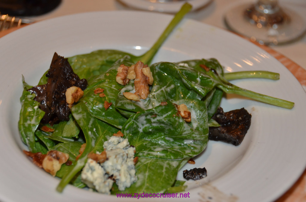 Wilted Spinach and Portobello Mushrooms with Fresh Bacon Bits