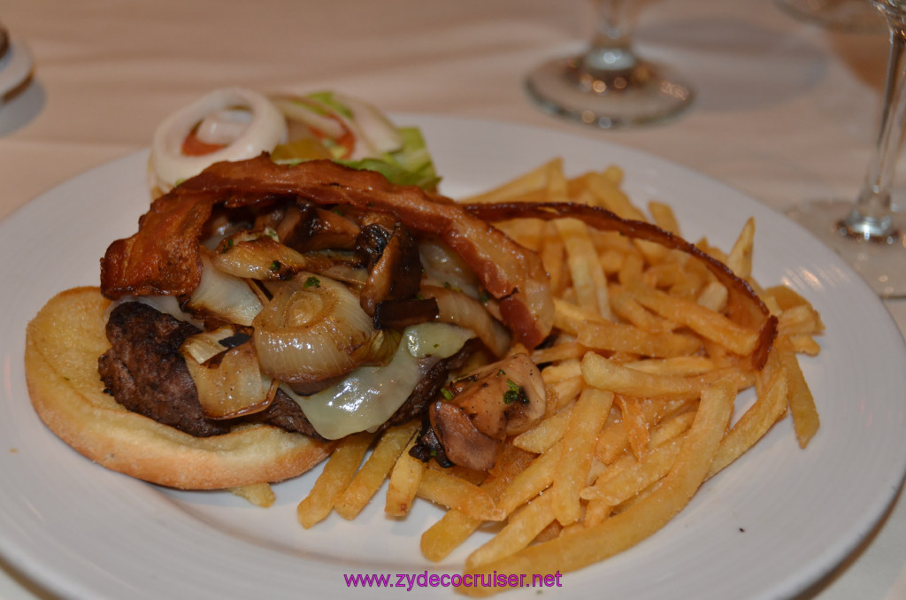 Gourmet Burger (Bacon, Cheddar Cheeseburger with Mushrooms and Onions), too