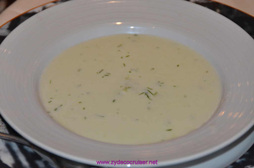 806: Carnival Legend, British Isles Cruise, Invergordon, MDR Dinner, Chilled Cucumber Soup with Dill