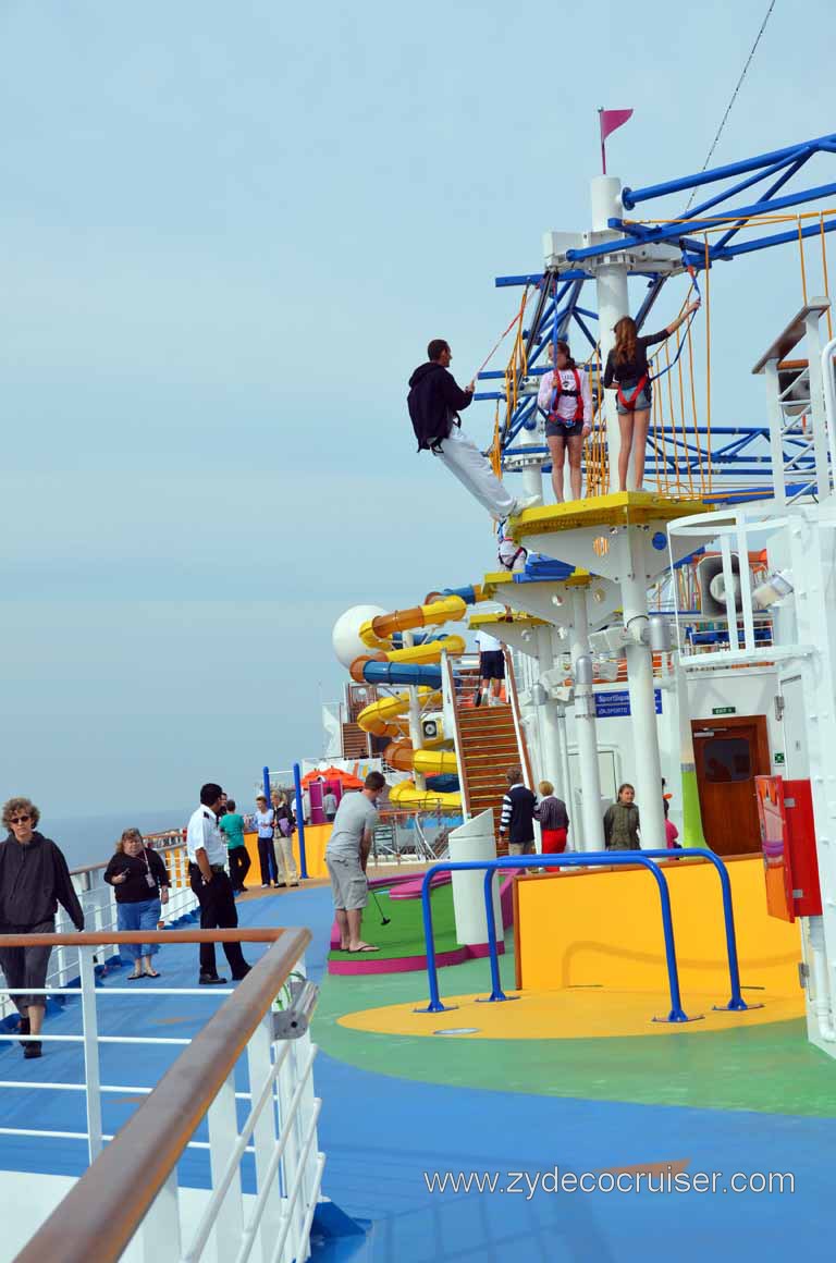 152: Carnival Magic Inaugural Cruise, Sea Day 1, SkyCourse (Ropes Course), Jogging Track, Mini-Golf, Sports Square