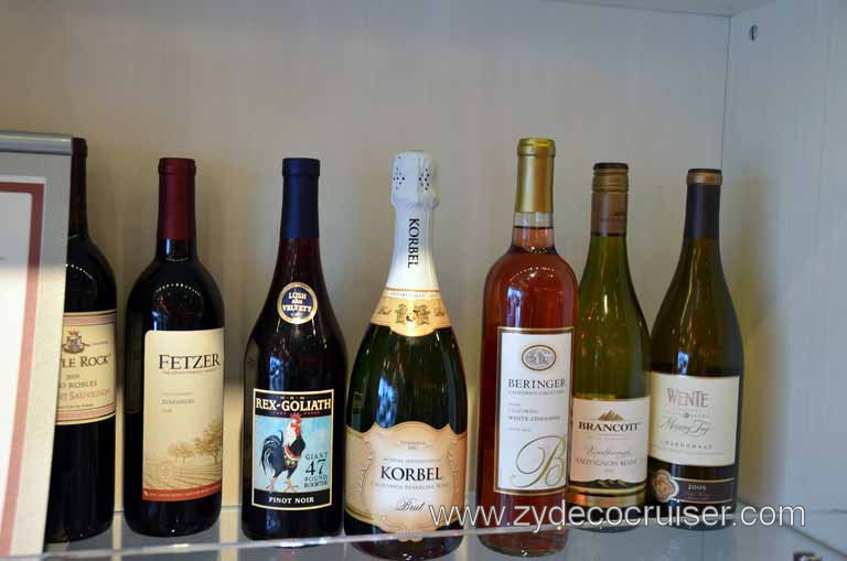 065: Carnival Magic, Inaugural Cruise, Sea Day 2, Wine Package Selections
