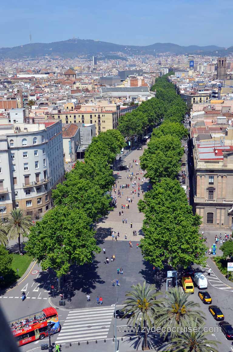 190: Carnival Magic, Grand Mediterranean, Barcelona, View from top of Columbus Monument, La Rambla