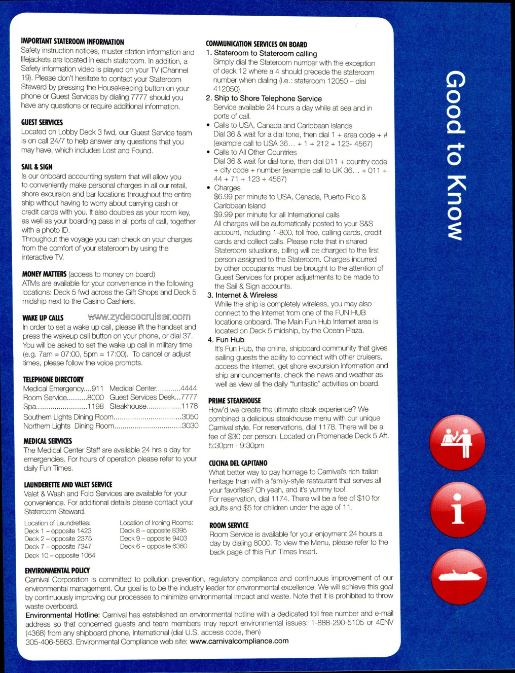 Carnival Magic Good Know Room Service Menu