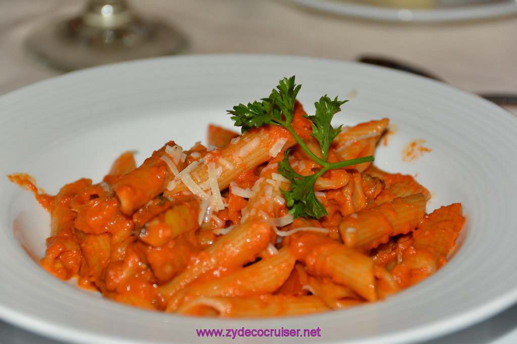 557: Carnival Miracle Alaska Cruise, Ketchikan, MDR Dinner, Penne Siciliana  as a starter