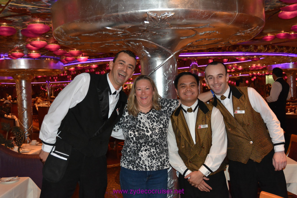 073: Carnival Miracle Alaska Cruise, Sea Day 2, MDR Dinner, Denis, Nazer, and Dino, 