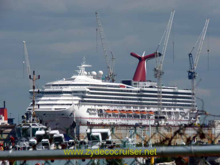 253: Carnival Sensation, Freeport, Bahamas - we spy Carnival Destiny undergoing dry dock repairs