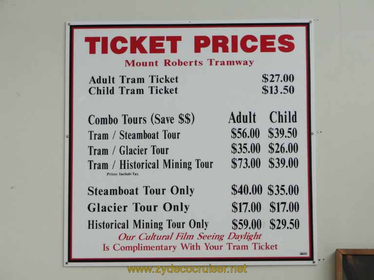 100: Carnival Spirit - Mount Roberts Tramway Prices