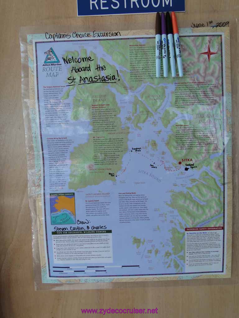 228: Sitka - Captain's Choice Wildlife Quest and Beach Exploration - Chart of where we went and what we saw