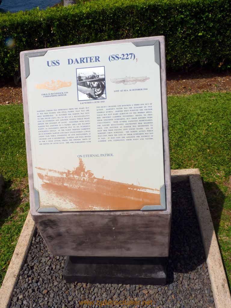 288: Carnival Spirit, Honolulu, Hawaii, Pearl Harbor VIP and Military Bases Tour, On Eternal Patrol, USS Darter (SS-227)