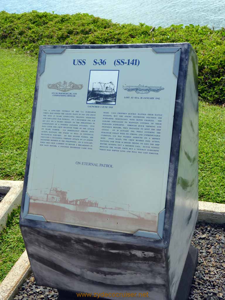 302: Carnival Spirit, Honolulu, Hawaii, Pearl Harbor VIP and Military Bases Tour, On Eternal Patrol, USS S-36 (SS-141)