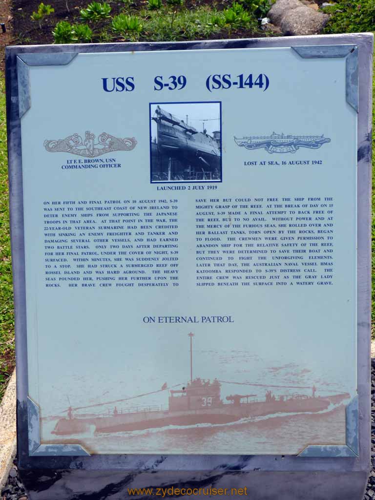 308: Carnival Spirit, Honolulu, Hawaii, Pearl Harbor VIP and Military Bases Tour, On Eternal Patrol, USS S-39 (SS-144)